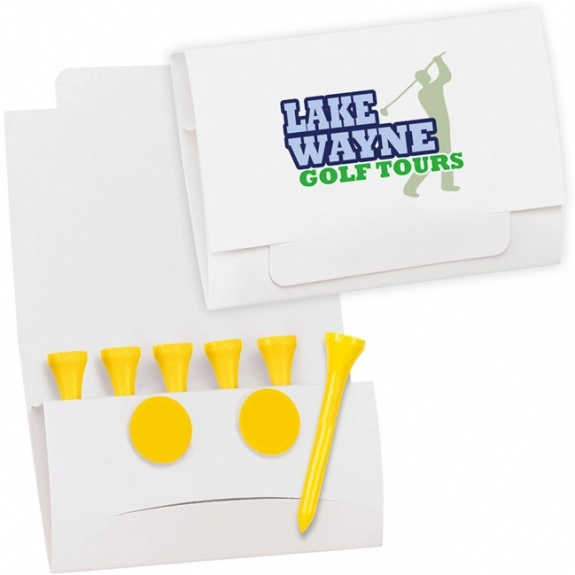 White Full Color Budget Promotional Golf Tee Packet - 2 1/8" Tees