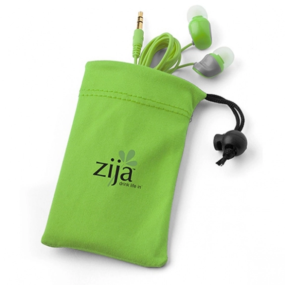 Lime Green Two-Tone Colored Custom Earbuds w/ Case