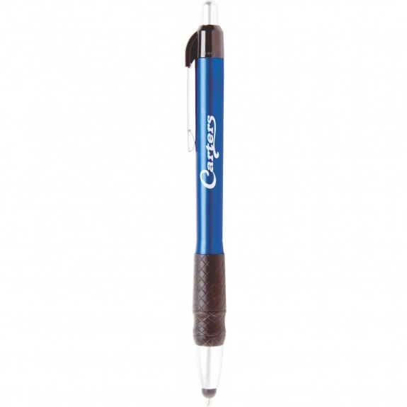 Dark Blue MaxGlide Click Metallic Stylus Custom Pens w/ Rubber Grip