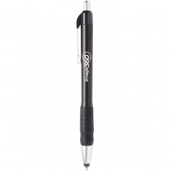 Black MaxGlide Click Metallic Stylus Custom Pens w/ Rubber Grip