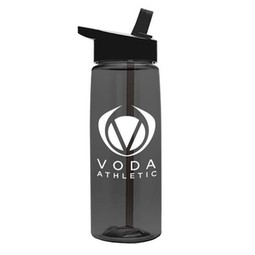 Smoke Translucent Promotional Sport Bottle w/ Flip Straw Lid - 2