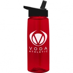 Red Translucent Promotional Sport Bottle w/ Flip Straw Lid - 26