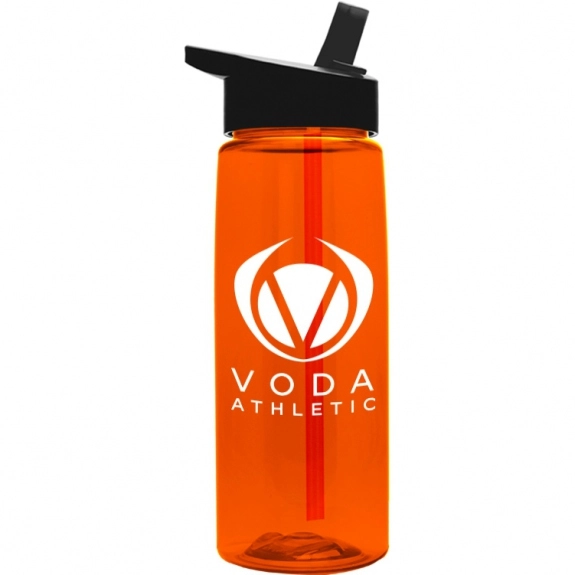 Orange Translucent Promotional Sport Bottle w/ Flip Straw Lid -