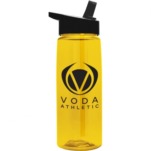 Yellow Translucent Promotional Sport Bottle w/ Flip Straw Lid -