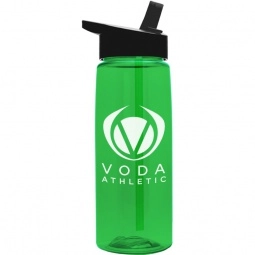 Green Translucent Promotional Sport Bottle w/ Flip Straw Lid - 