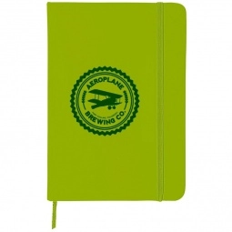 Lime Soft Touch Lined Custom Journal w/ Elastic Closure - 5" x 7"
