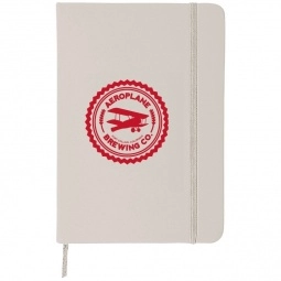 White Soft Touch Lined Custom Journal w/ Elastic Closure - 5" x 7"