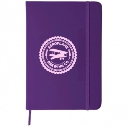 Purple Soft Touch Lined Custom Journal w/ Elastic Closure - 5" x 7"