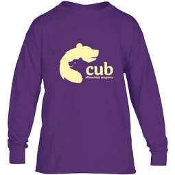 Purple Gildan Heavy Cotton Custom Youth Long Sleeve T-Shirt - Colors