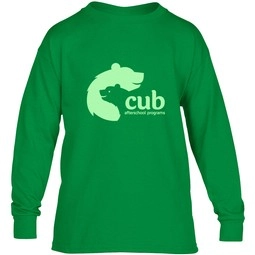 Irish Green Gildan Heavy Cotton Custom Youth Long Sleeve T-Shirt - Colors