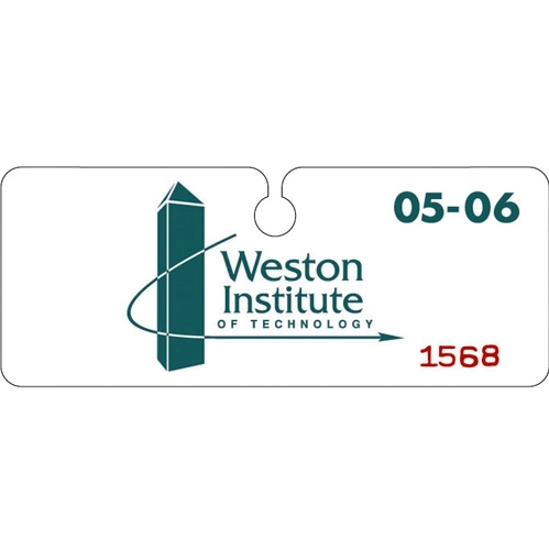 white Hanging Custom Printed Parking Permit - 5"w x 2"h