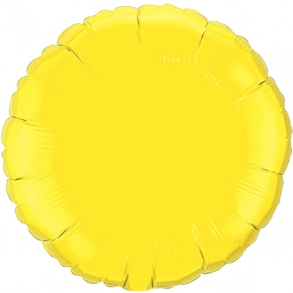 Yellow Printed Round Microfoil Valved Balloons - 18"