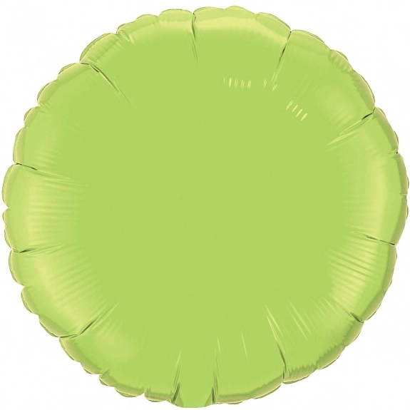 Lime Green Printed Round Microfoil Valved Balloons - 18"