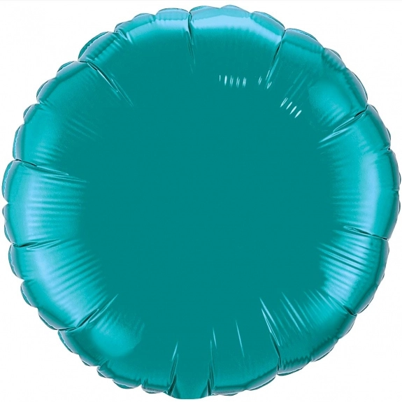 Teal Printed Round Microfoil Valved Balloons - 18"