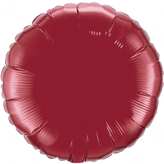 Burgundy Printed Round Microfoil Valved Balloons - 18"