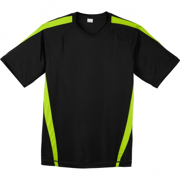 Black/lime Shock Sport-Tek Colorblock Competitor Logo T-Shirt