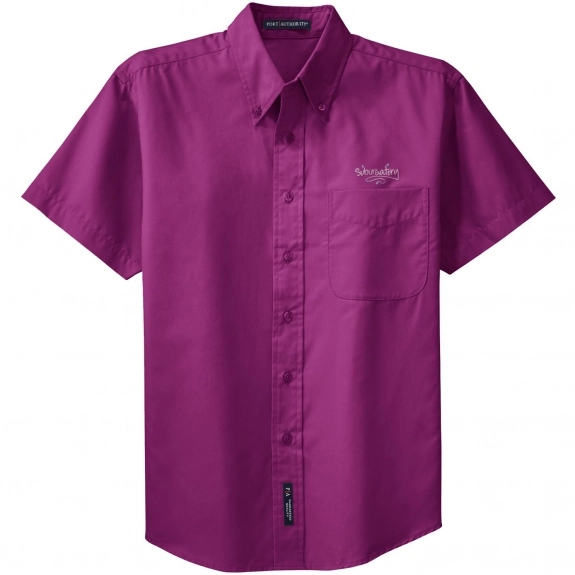 Deep Berry Port Authority Short Sleeve Easy Care Custom Shirt 