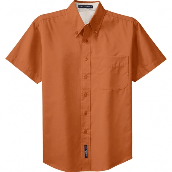Texas Orange/Stone Port Authority Short Sleeve Easy Care Custom Shirt 