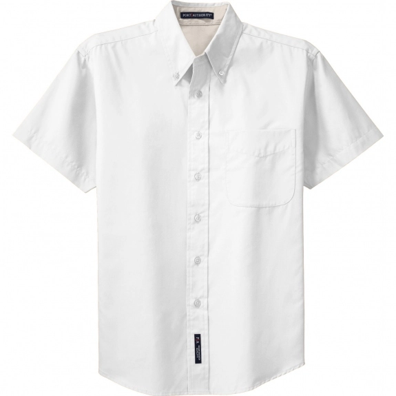White/Light Stone Port Authority Short Sleeve Easy Care Custom Shirt 