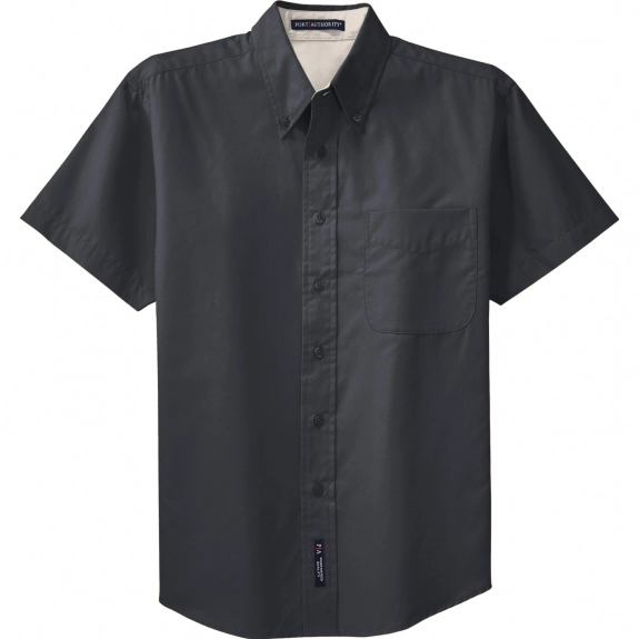Classic Navy/Light Stone Port Authority Short Sleeve Easy Care Custom Shirt