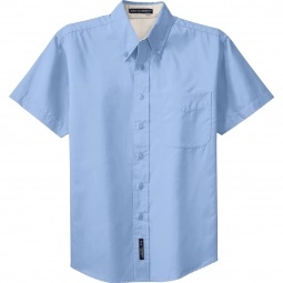 Light Blue/Light Stone Port Authority Short Sleeve Easy Care Custom Shirt 