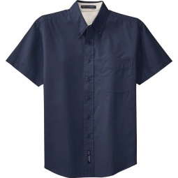 Navy/Light Stone Port Authority Short Sleeve Easy Care Custom Shirt 