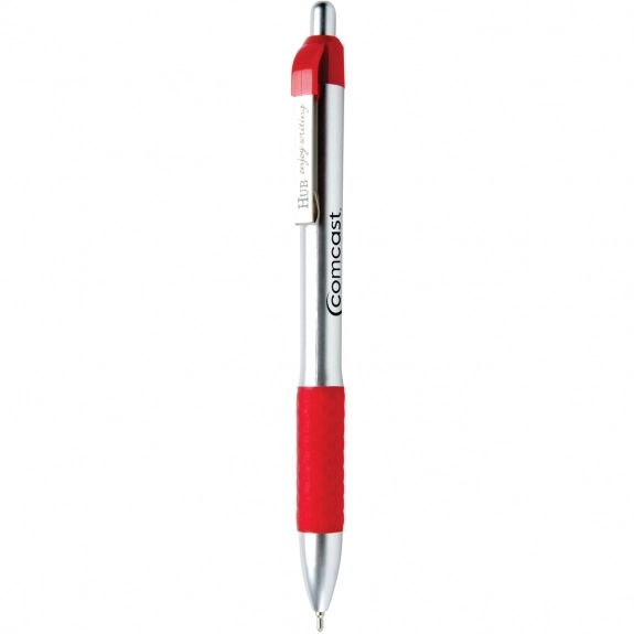 Red MaxGlide Click Chrome Custom Pens w/ Rubber Grip