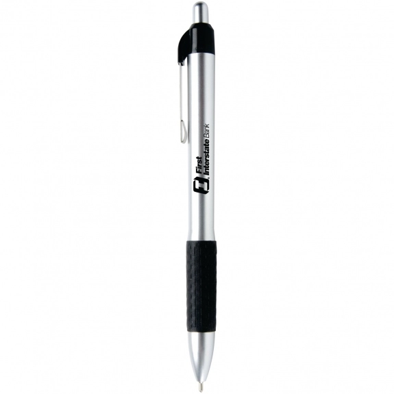 Black MaxGlide Click Chrome Custom Pens w/ Rubber Grip