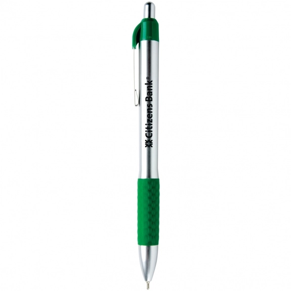 Dark Green MaxGlide Click Chrome Custom Pens w/ Rubber Grip