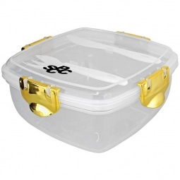 Gold - Metallic Clip Top Custom Lunch Container w/ Utensils