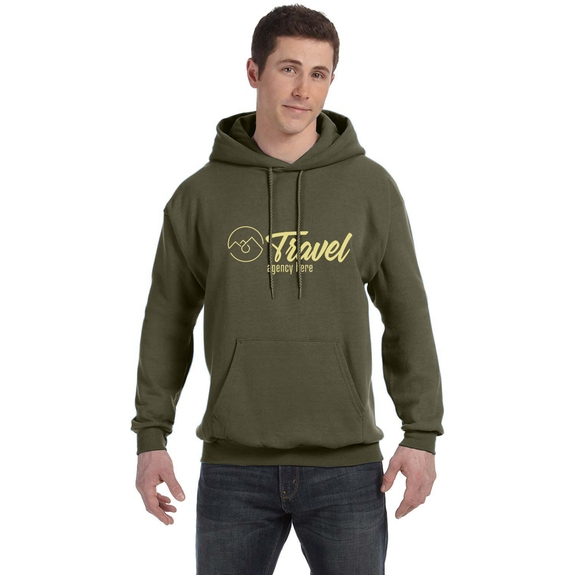Fatigue Green - Hanes Ecosmart Custom Hooded Sweatshirt - Unisex