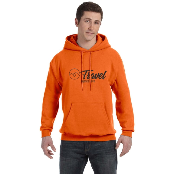 Orange - Hanes Ecosmart Custom Hooded Sweatshirt - Unisex