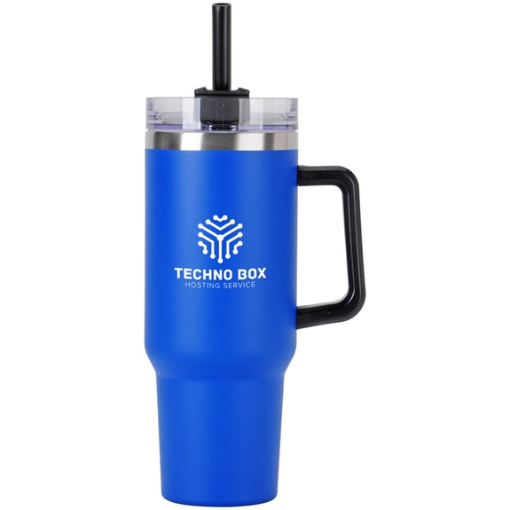 Royal blue - Promotional Tapered Tumbler w/ Handle & Straw - 40 oz.