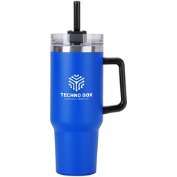 Royal blue - Promotional Tapered Tumbler w/ Handle & Straw - 40 oz.