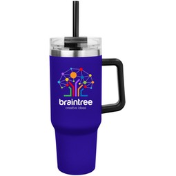 Purple Full Color Intrepid Stainless Steel Logo Tumbler w/ Handle - 40 oz.