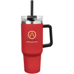 Red - Full Color Intrepid Stainless Steel Logo Tumbler w/ Handle - 40 oz.