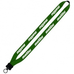 Forest Green Neoprene Customized Lanyards with O-Ring