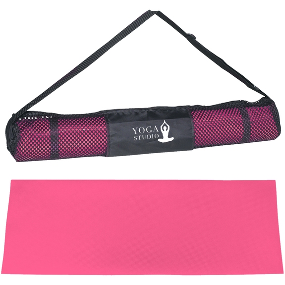 Pink Custom Yoga Mats w/ Mesh Carrying Case