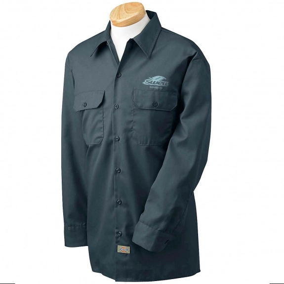 Charcoal Dickies Long Sleeve Custom Work Shirt