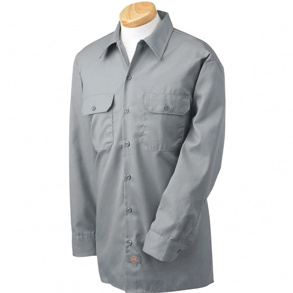 Silver Grey Dickies Long Sleeve Custom Work Shirt