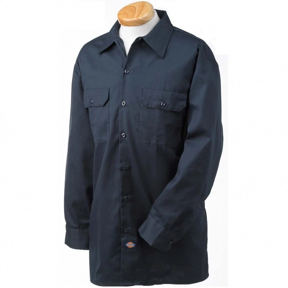 Dark Navy Dickies Long Sleeve Custom Work Shirt