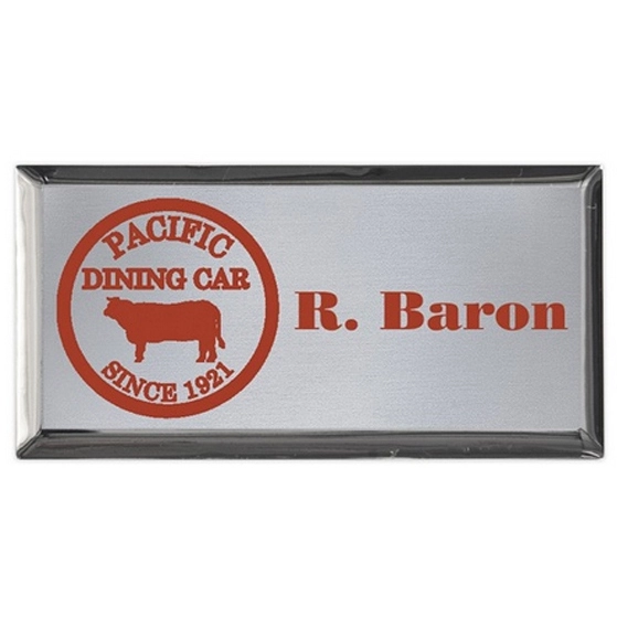 Brushed Silver Full Color Aspen Brass Executive Name Tag - 3" x 1.5"