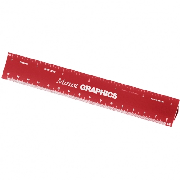 Red Hollow Triangular Engineer Scale Customized Rulers - 6"