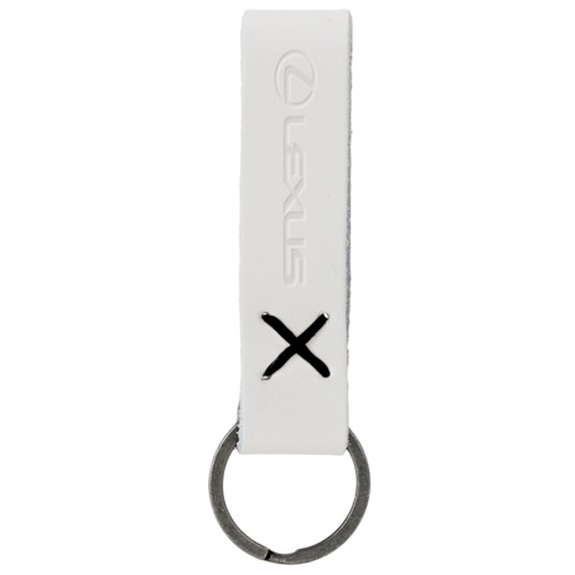 White - Traverse Leather Loop Custom Keychain