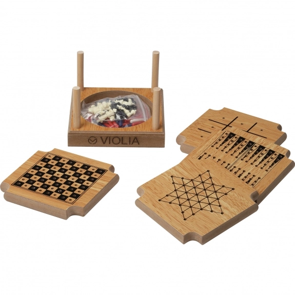 4 Piece Wood Game Custom Coaster Set