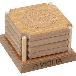 4 Piece Wood Game Custom Coaster Set