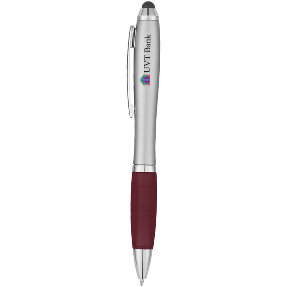 Silver/burgundy - Satin Promotional Stylus Pen