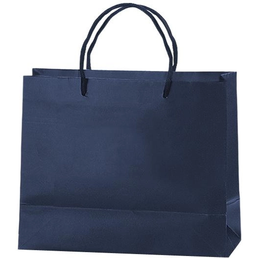 Navy Matte Laminated Finish Shopping Promotional Tote Bag - 10"w x 8"h