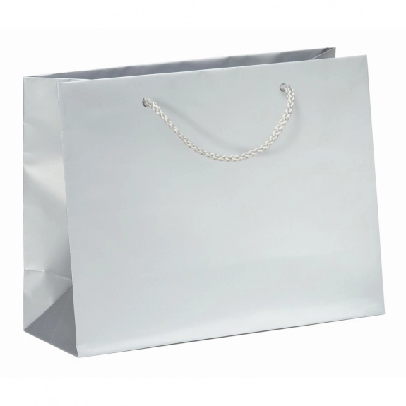 Silver Matte Laminated Finish Shopping Promotional Tote Bag - 10"w x 8"h