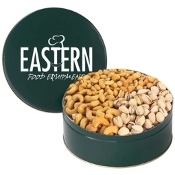 Green 3 Way Promotional Nuts in Custom Tin - 1.5 lb.